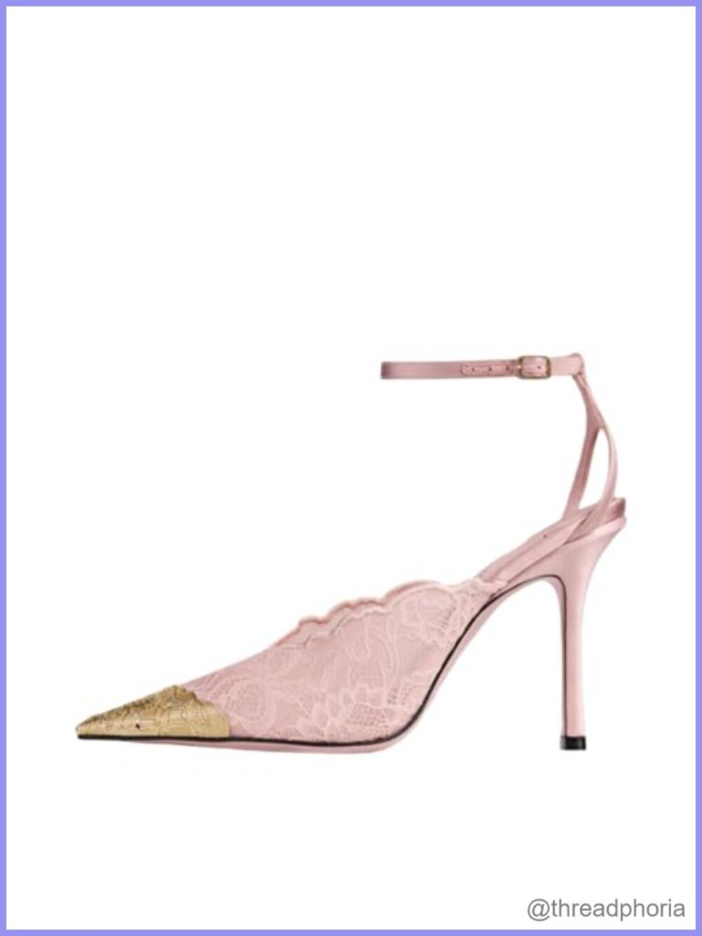 Mesh Floral Embroidered Slingback Heels Metal Toe Kitten Heel Pumps